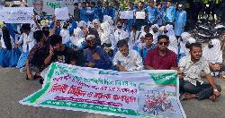 বাউফলে নিরাপদ সড়কের দাবিতে শিক্ষার্থীদের সড়ক অবরোধ